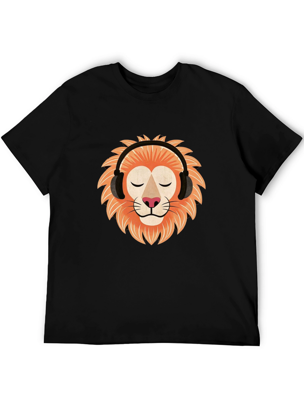 Lion Headphone Graphic Tee - Black Cotton
