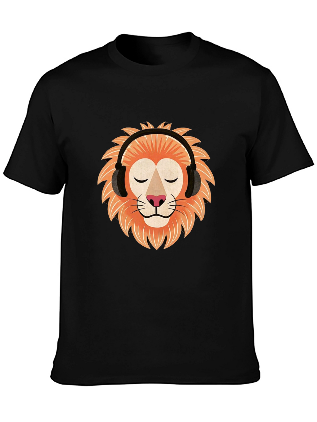 Lion Headphone Graphic Tee - Black Cotton
