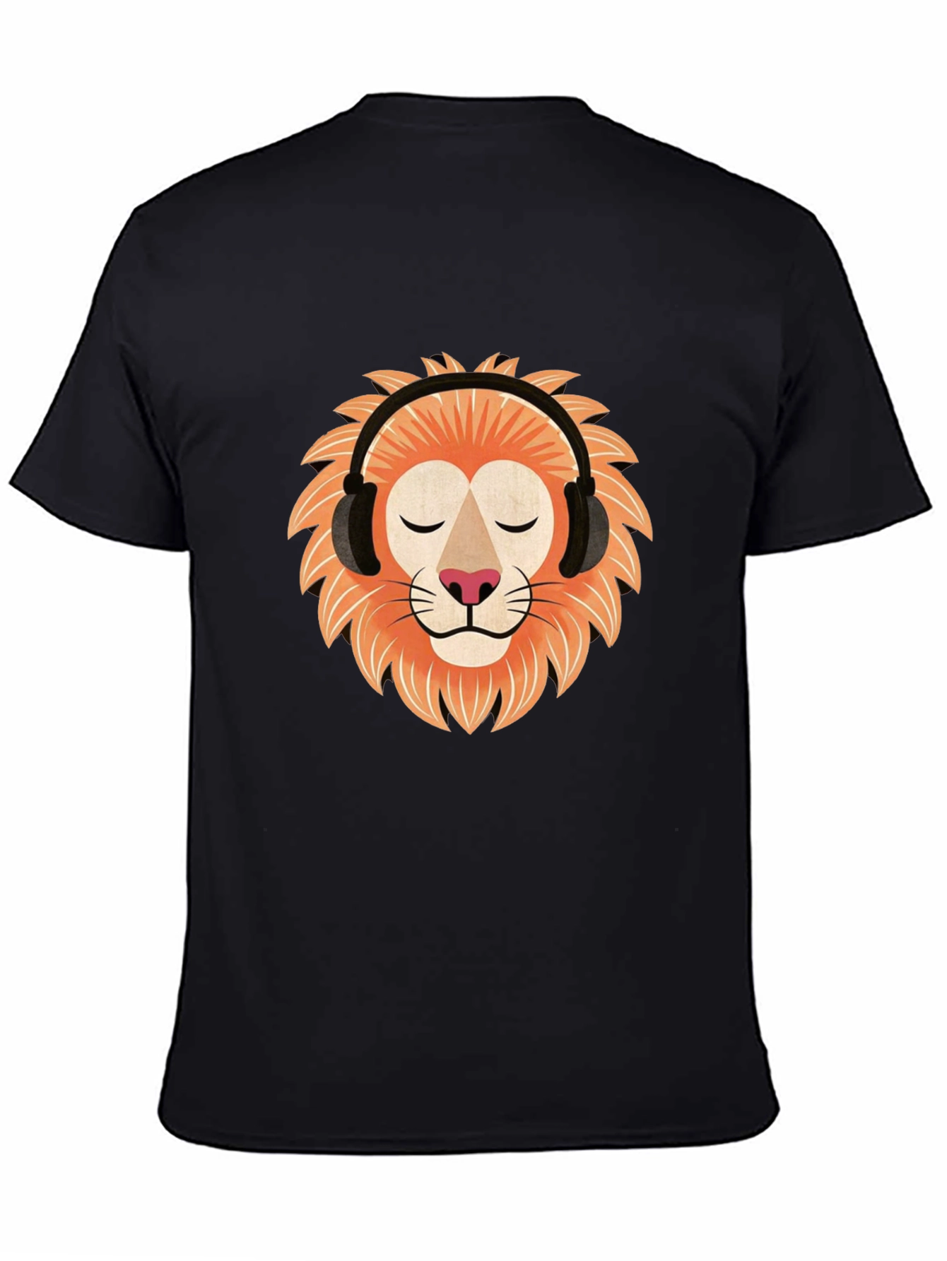 Lion Headphone Graphic Tee - Black Cotton