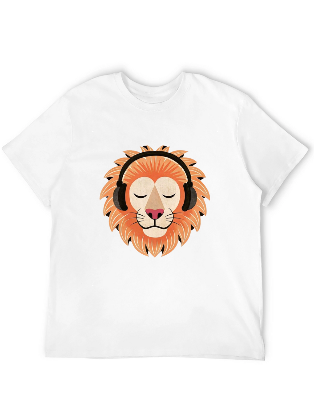 Lion Headphone Graphic Tee - Black Cotton