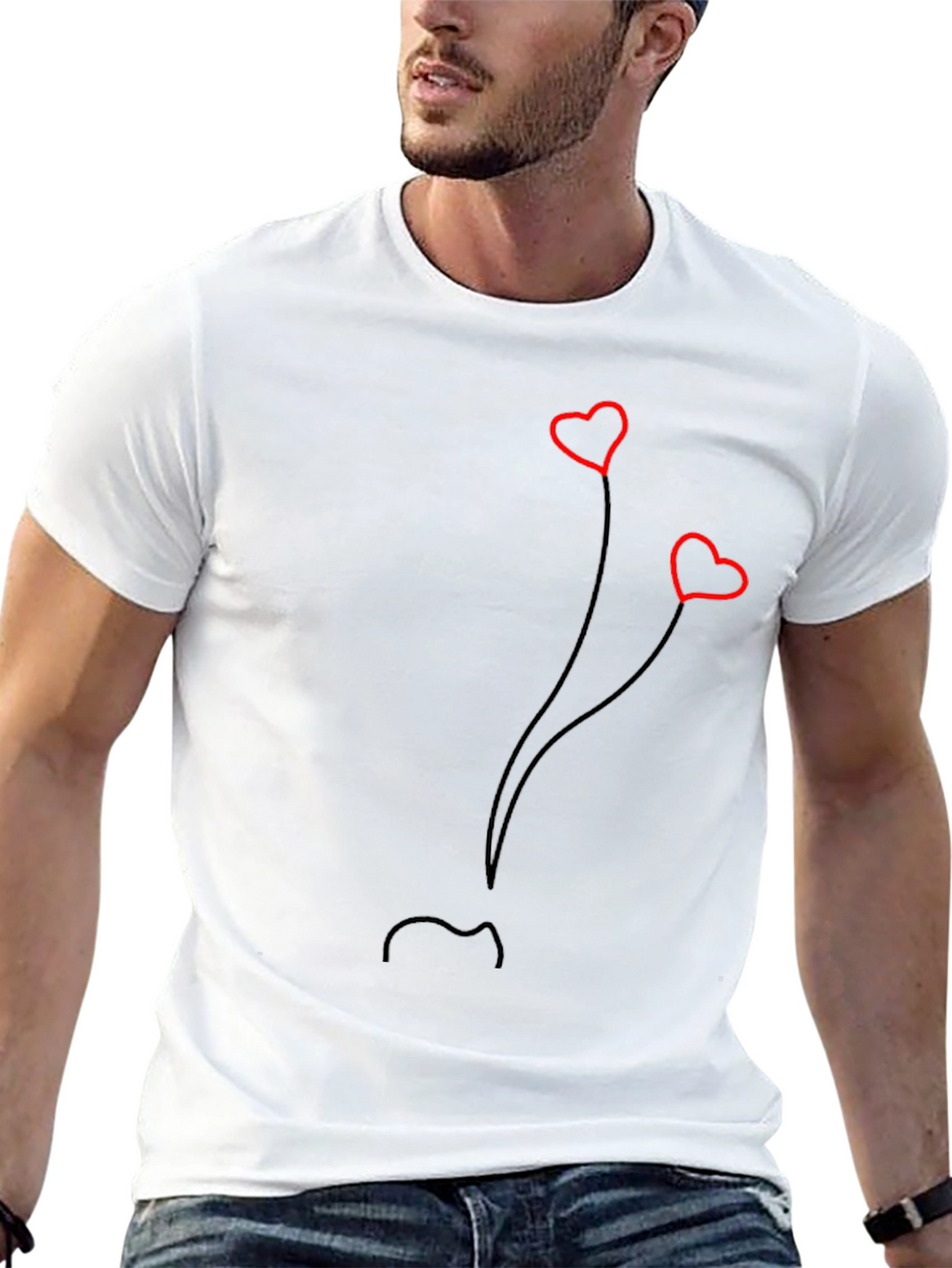Heart Balloons Graphic Tee - Soft Cotton Blend