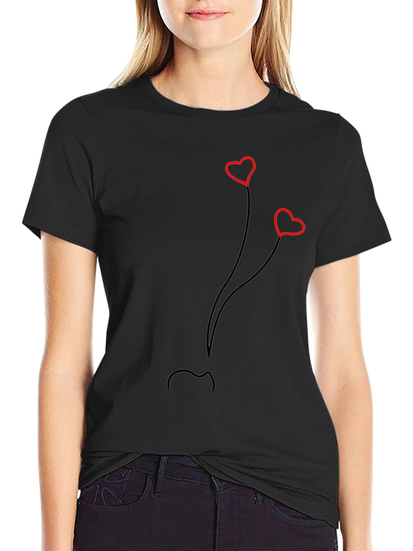 Heart Balloons Graphic Tee - Soft Cotton Blend