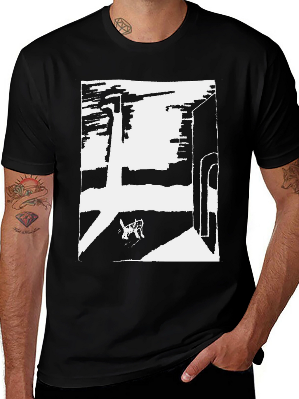 Abstract Graphic Tee - Black