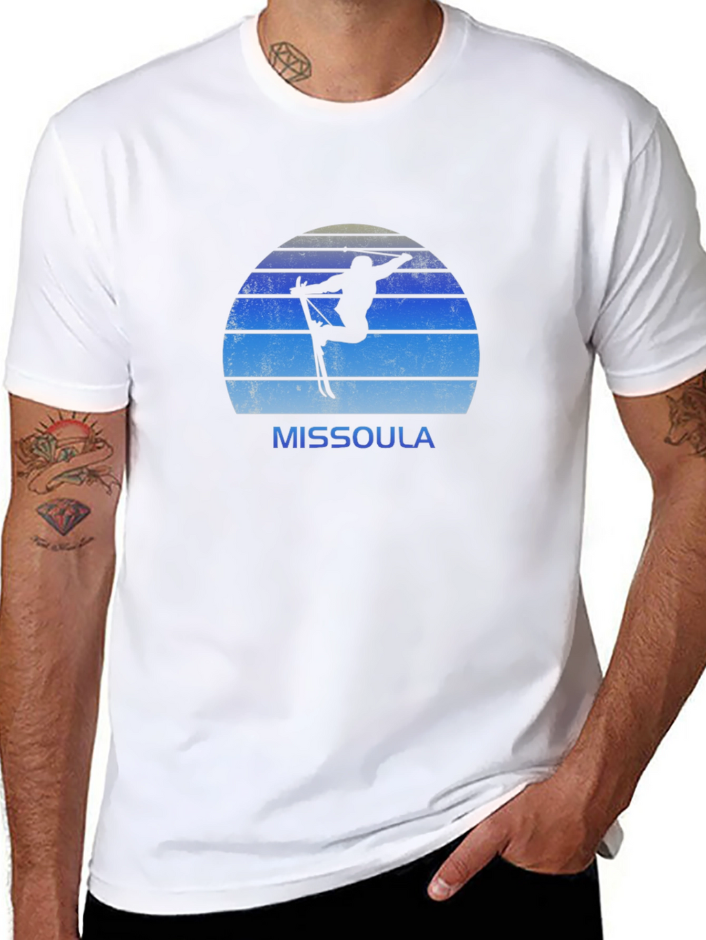 Missoula Skier T-Shirt - Retro Style Black Tee