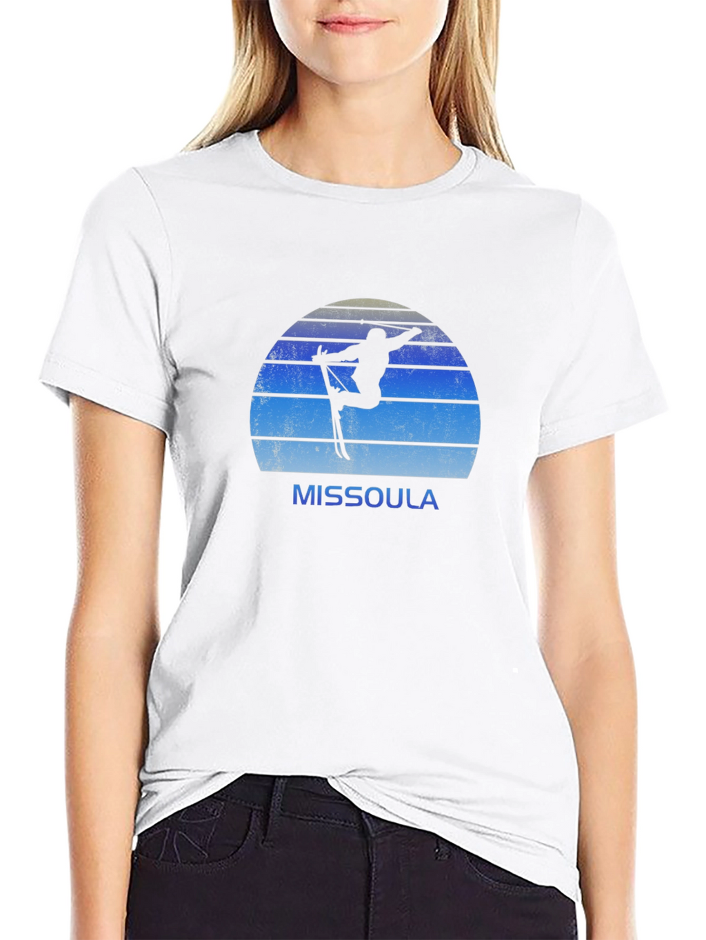 Missoula Skier T-Shirt - Retro Style Black Tee