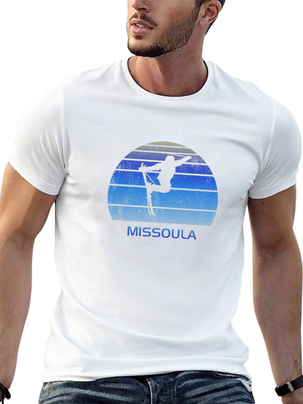 Missoula Skier T-Shirt - Retro Style Black Tee