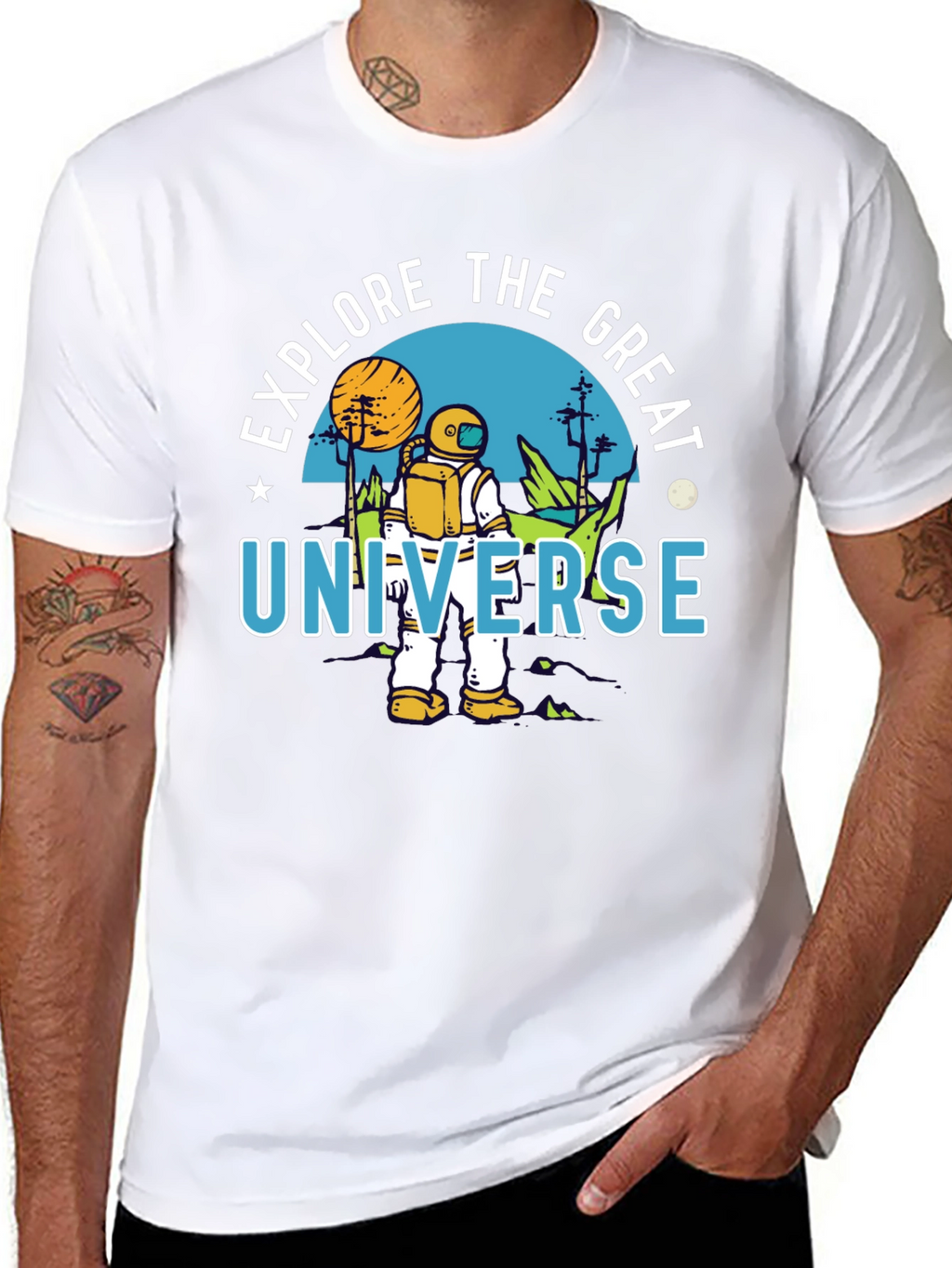Explore the Great Universe Black Graphic T-Shirt