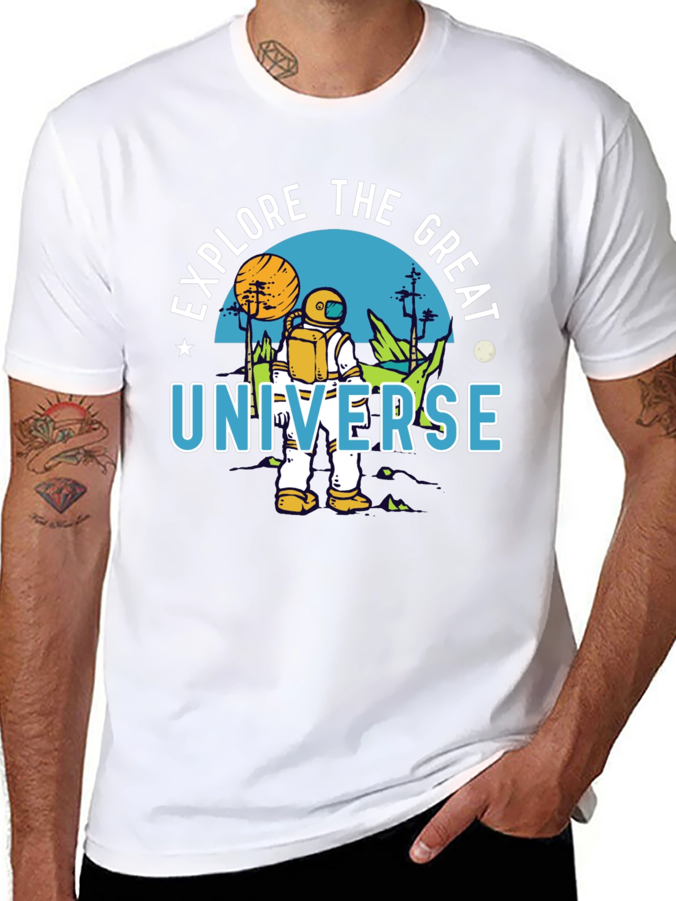 Explore the Great Universe Black Graphic T-Shirt