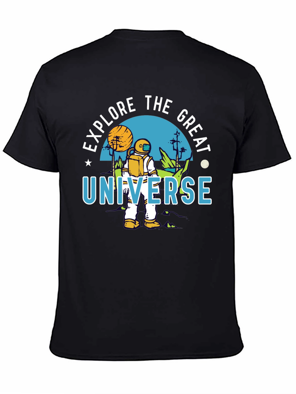 Explore the Great Universe Black Graphic T-Shirt