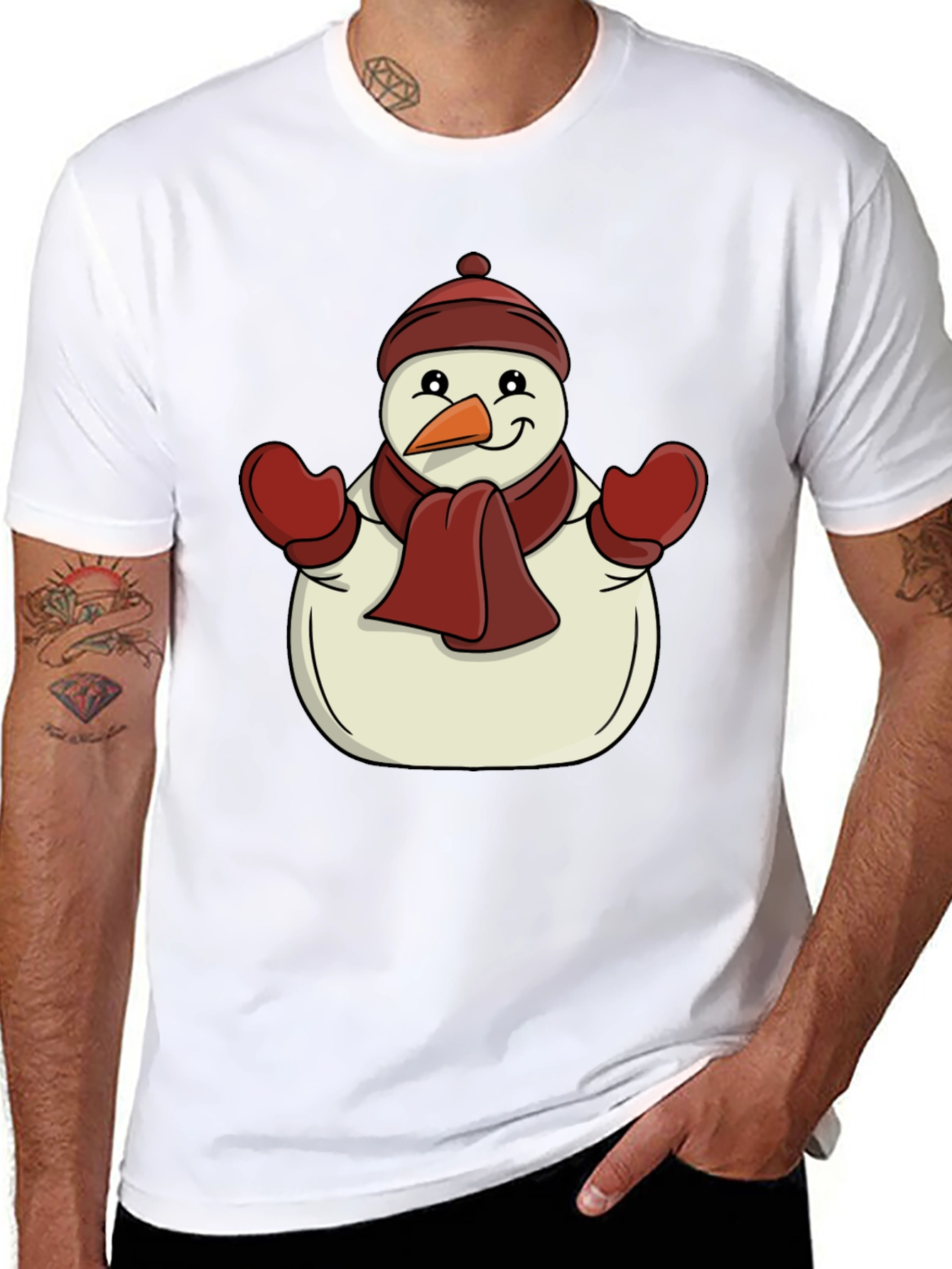 Festive Snowman Graphic Tee - Holiday Cheer