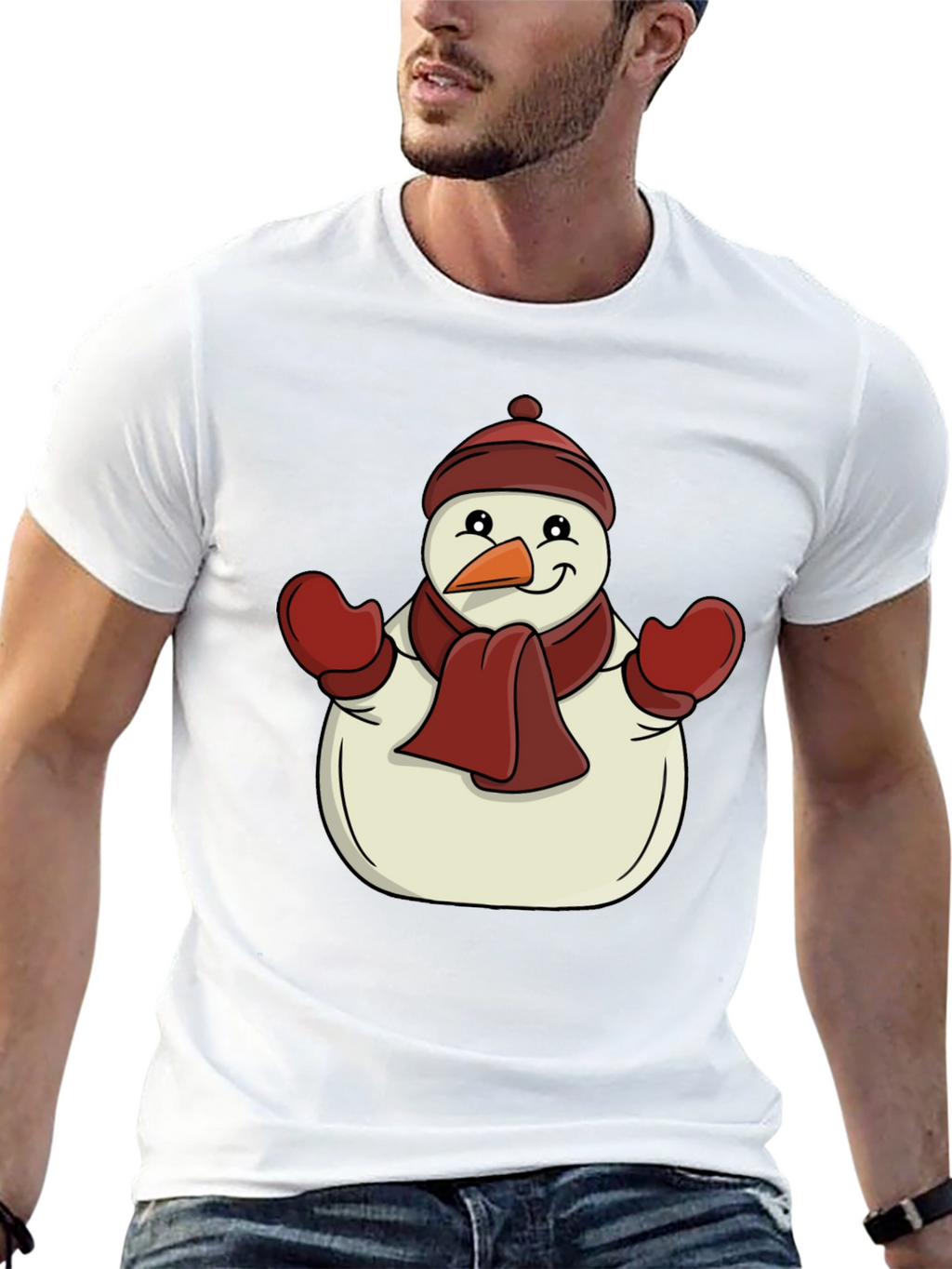 Festive Snowman Graphic Tee - Holiday Cheer