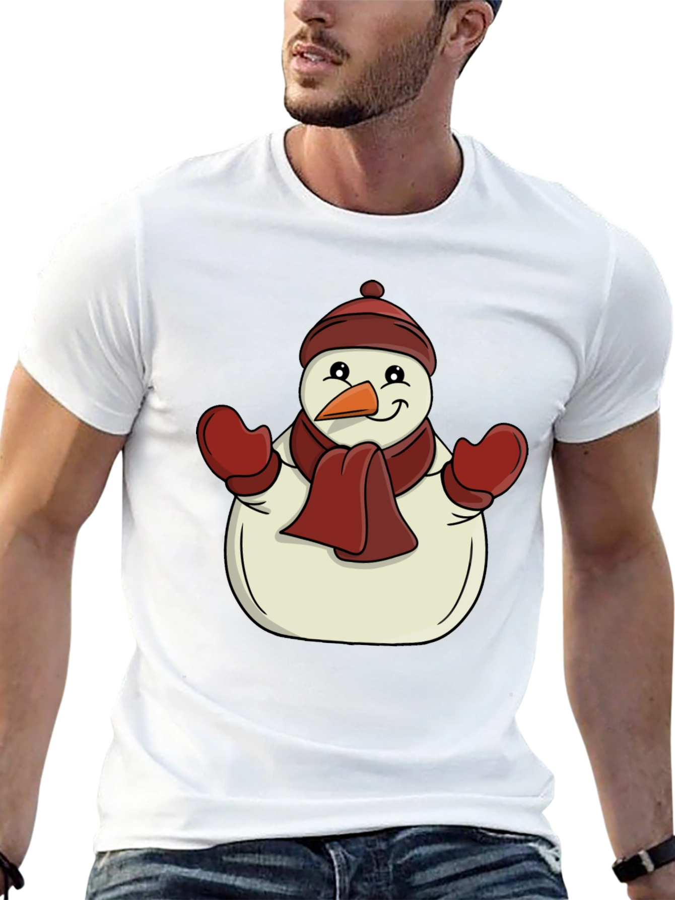 Festive Snowman Graphic Tee - Holiday Cheer