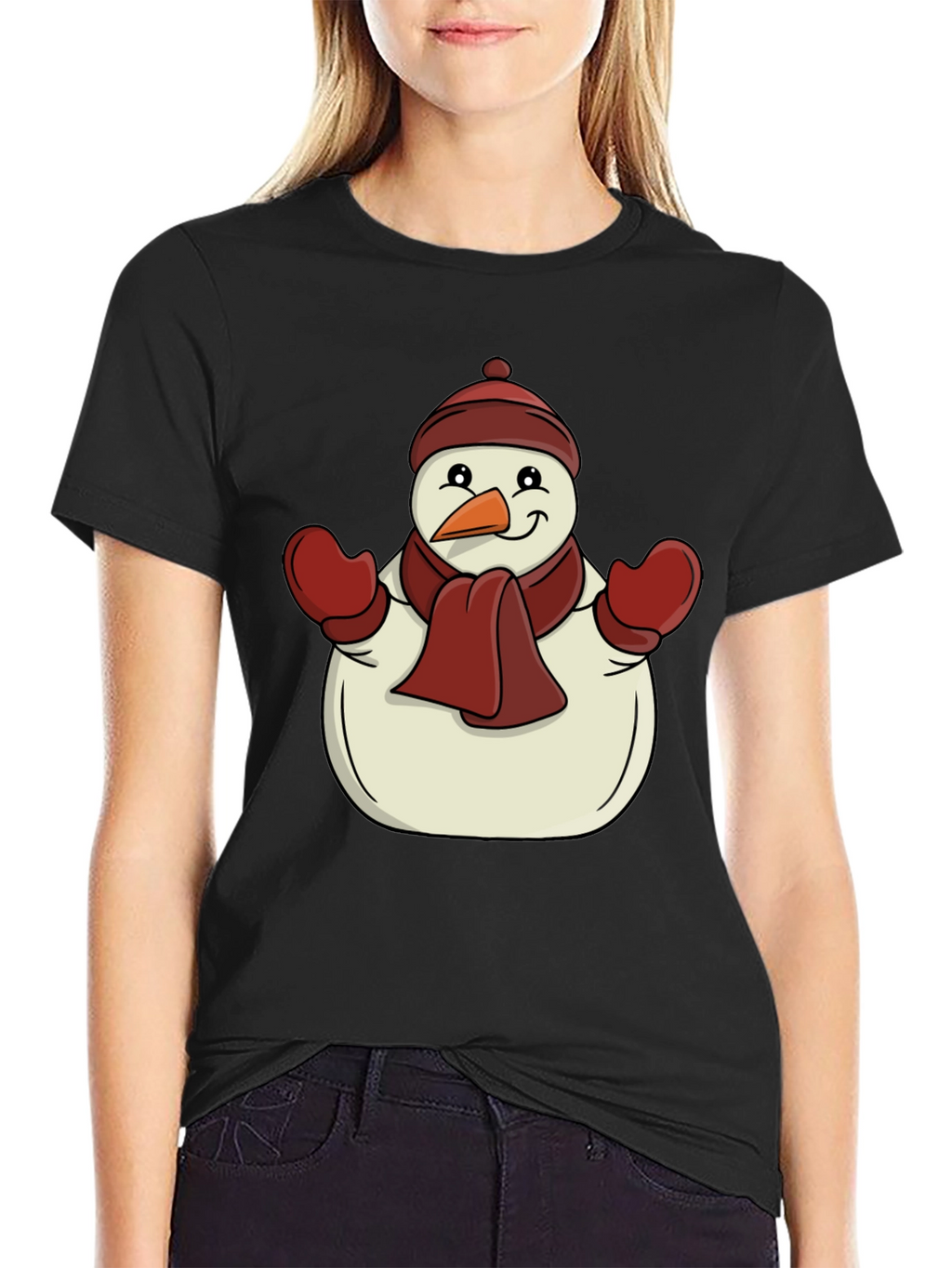 Festive Snowman Graphic Tee - Holiday Cheer
