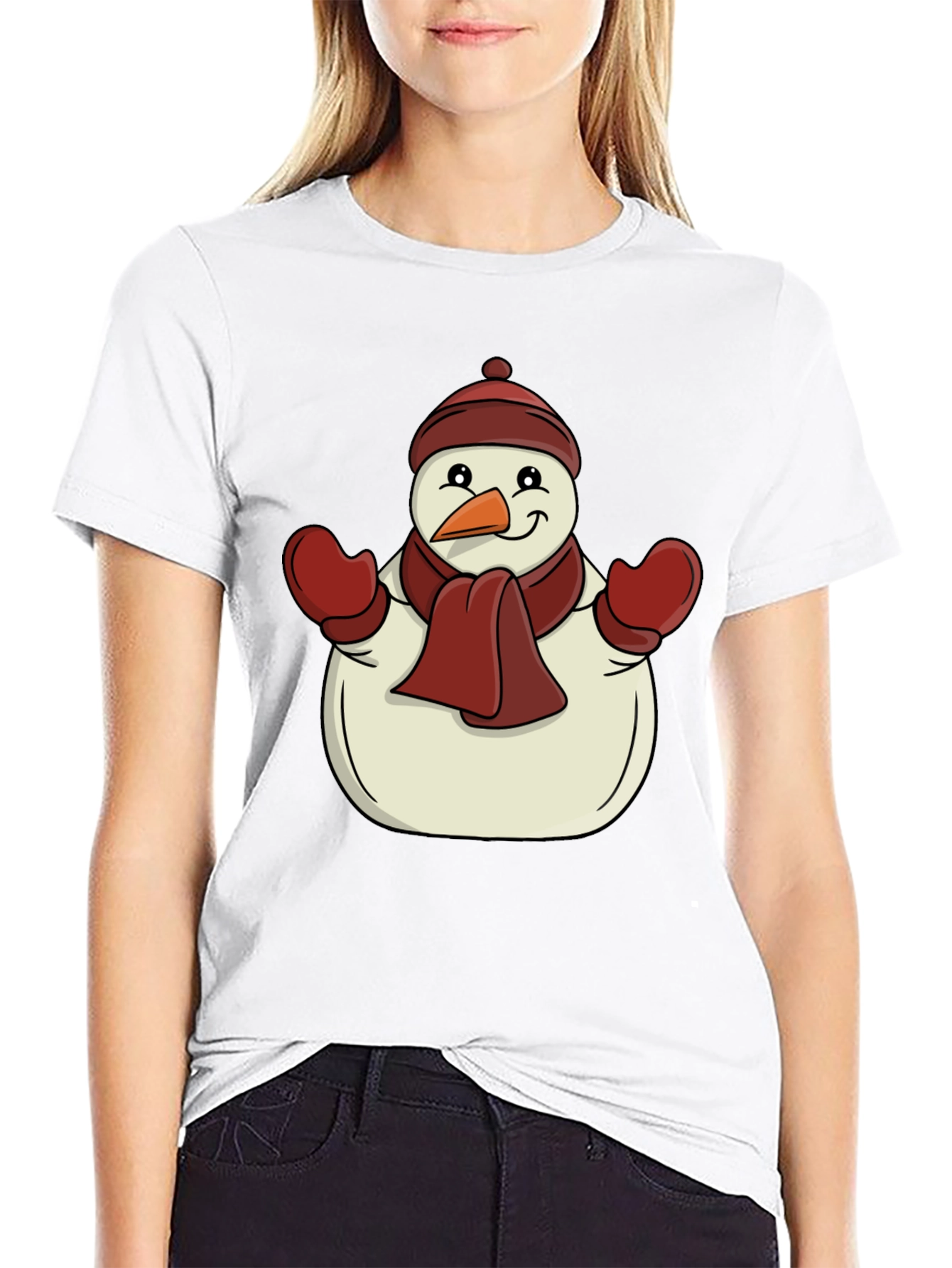 Festive Snowman Graphic Tee - Holiday Cheer