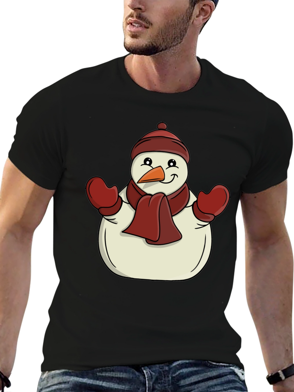 Festive Snowman Graphic Tee - Holiday Cheer