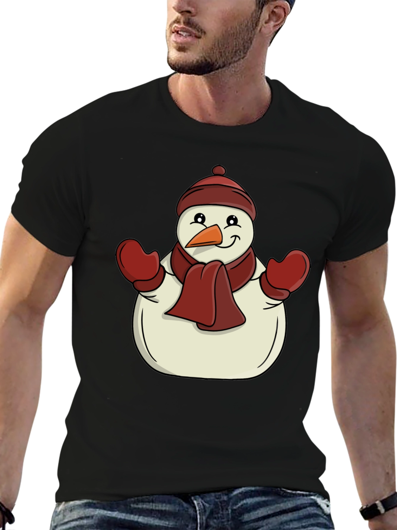 Festive Snowman Graphic Tee - Holiday Cheer