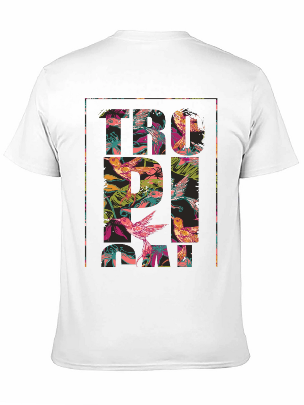 Tropical Floral Hummingbird Graphic T-Shirt
