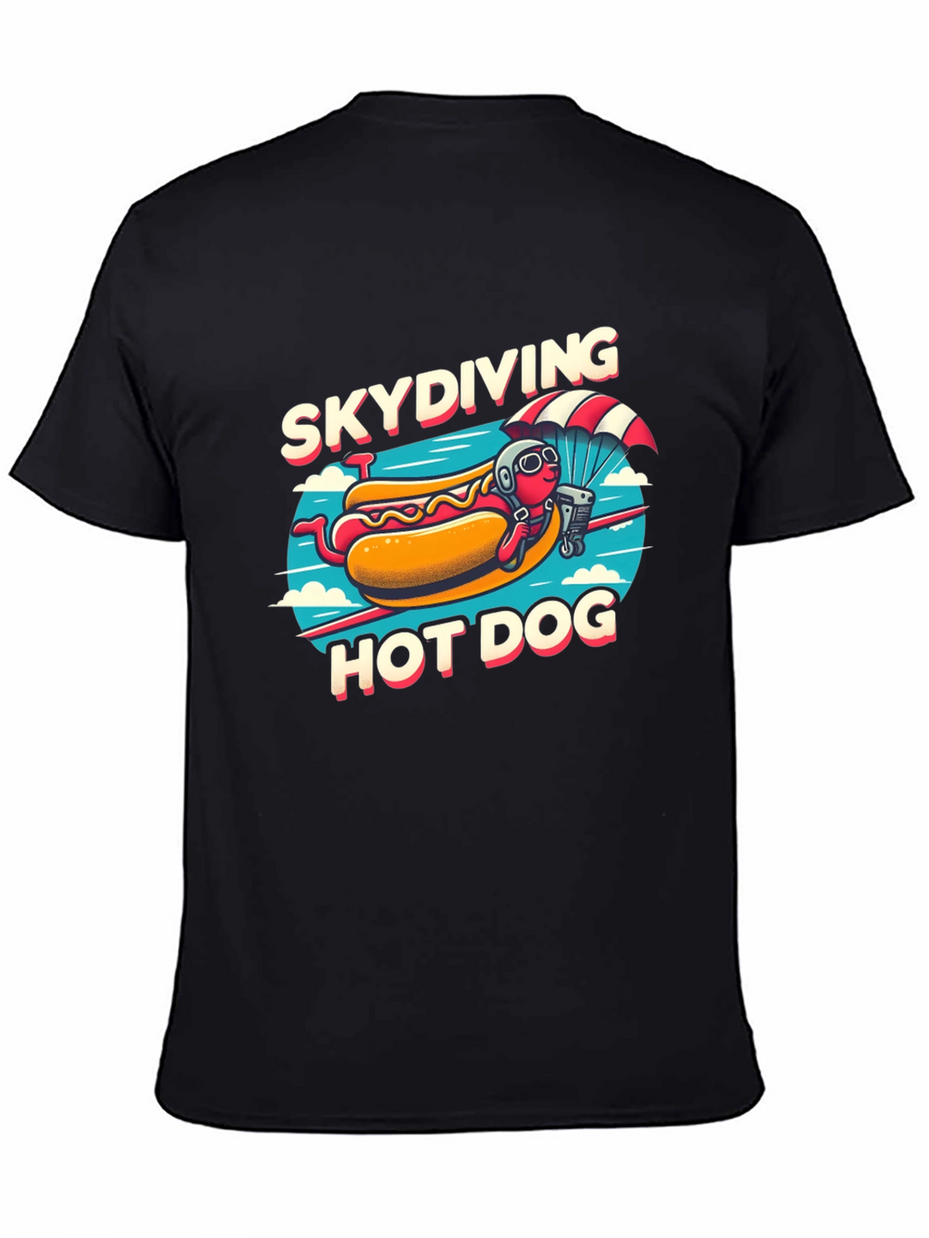 Skydiving Hot Dog T-Shirt - Funny Cartoon Tee