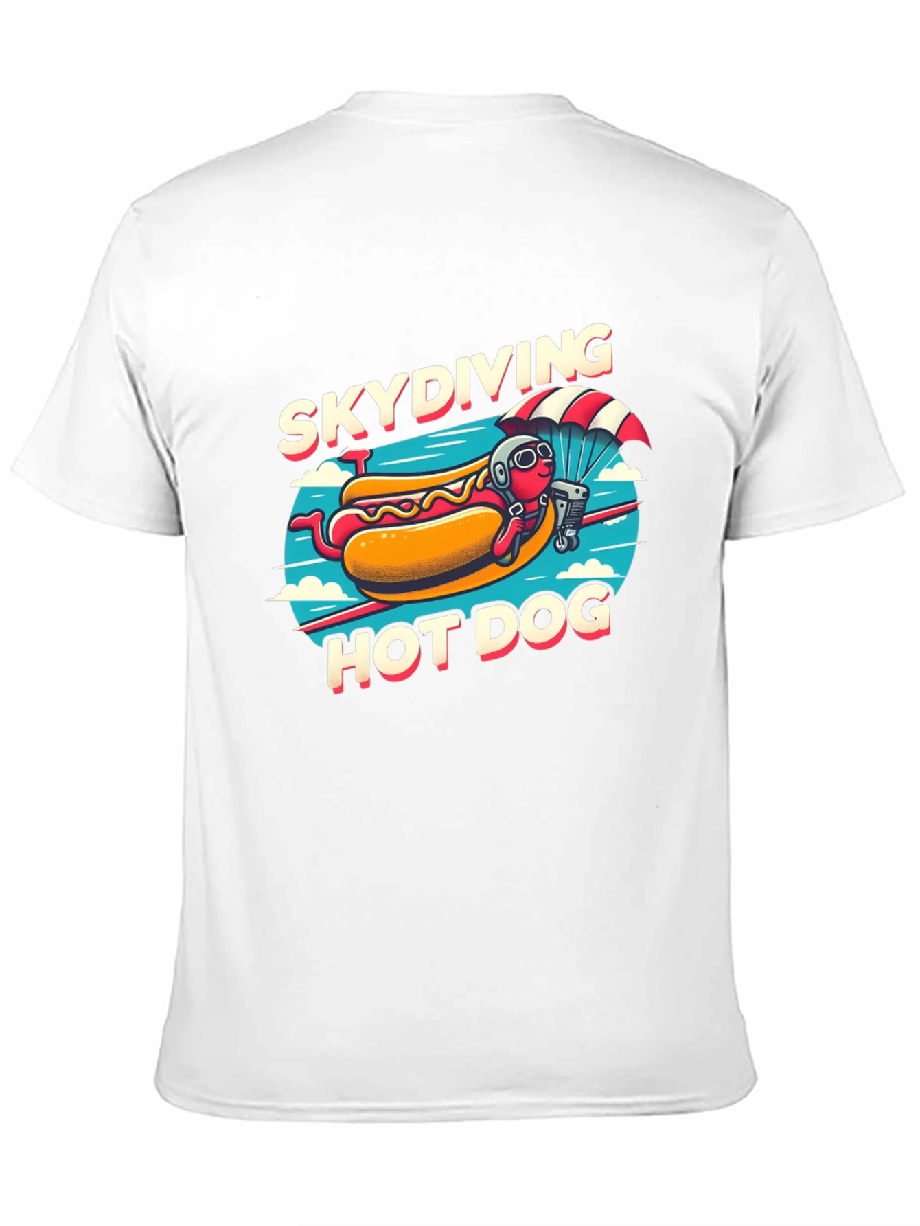 Skydiving Hot Dog T-Shirt - Funny Cartoon Tee