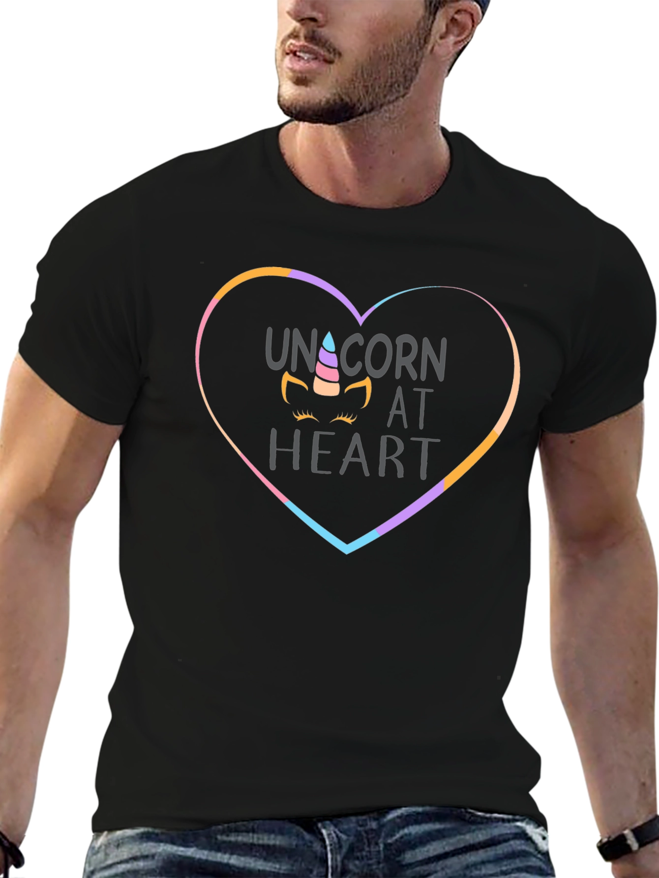 Unicorn at Heart Black T-Shirt