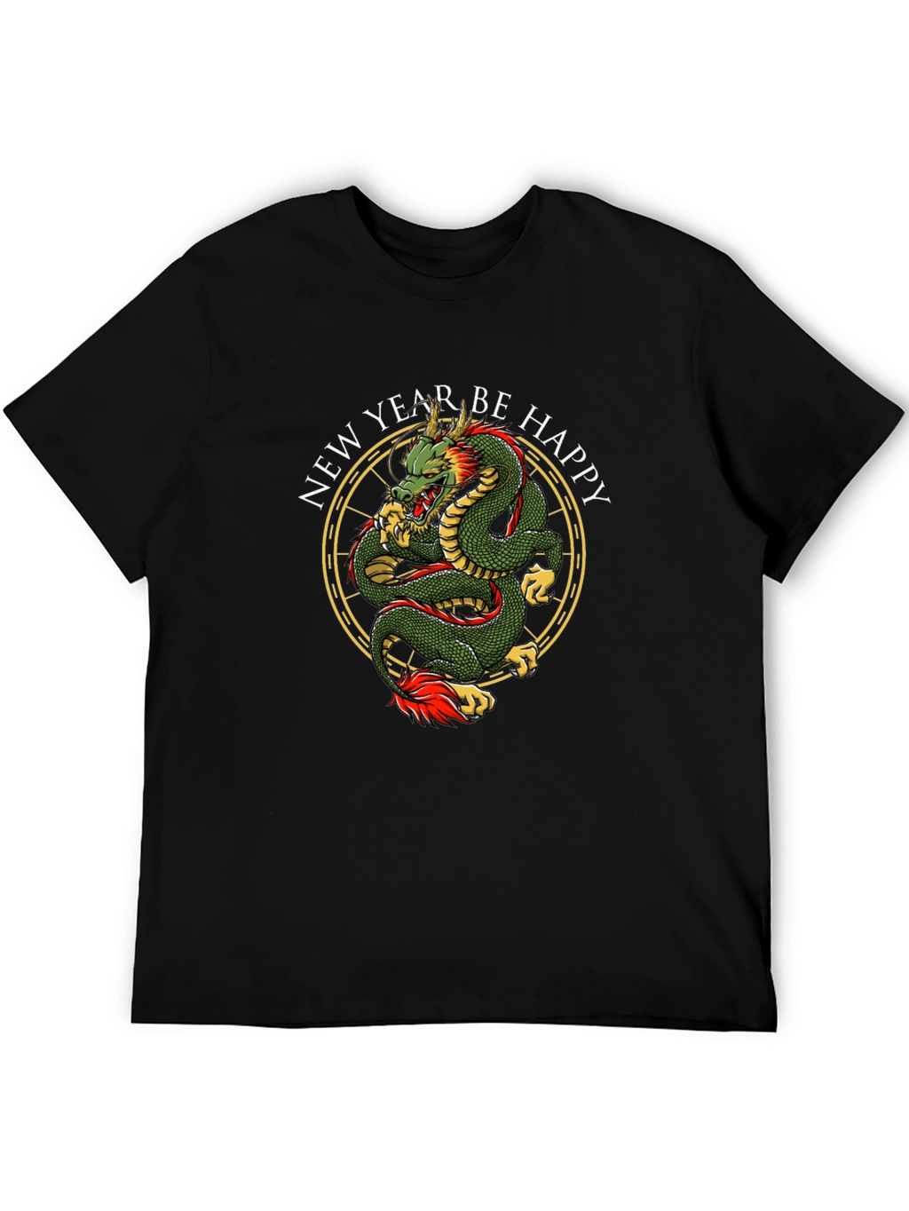 New Year Dragon Graphic Tee - Black