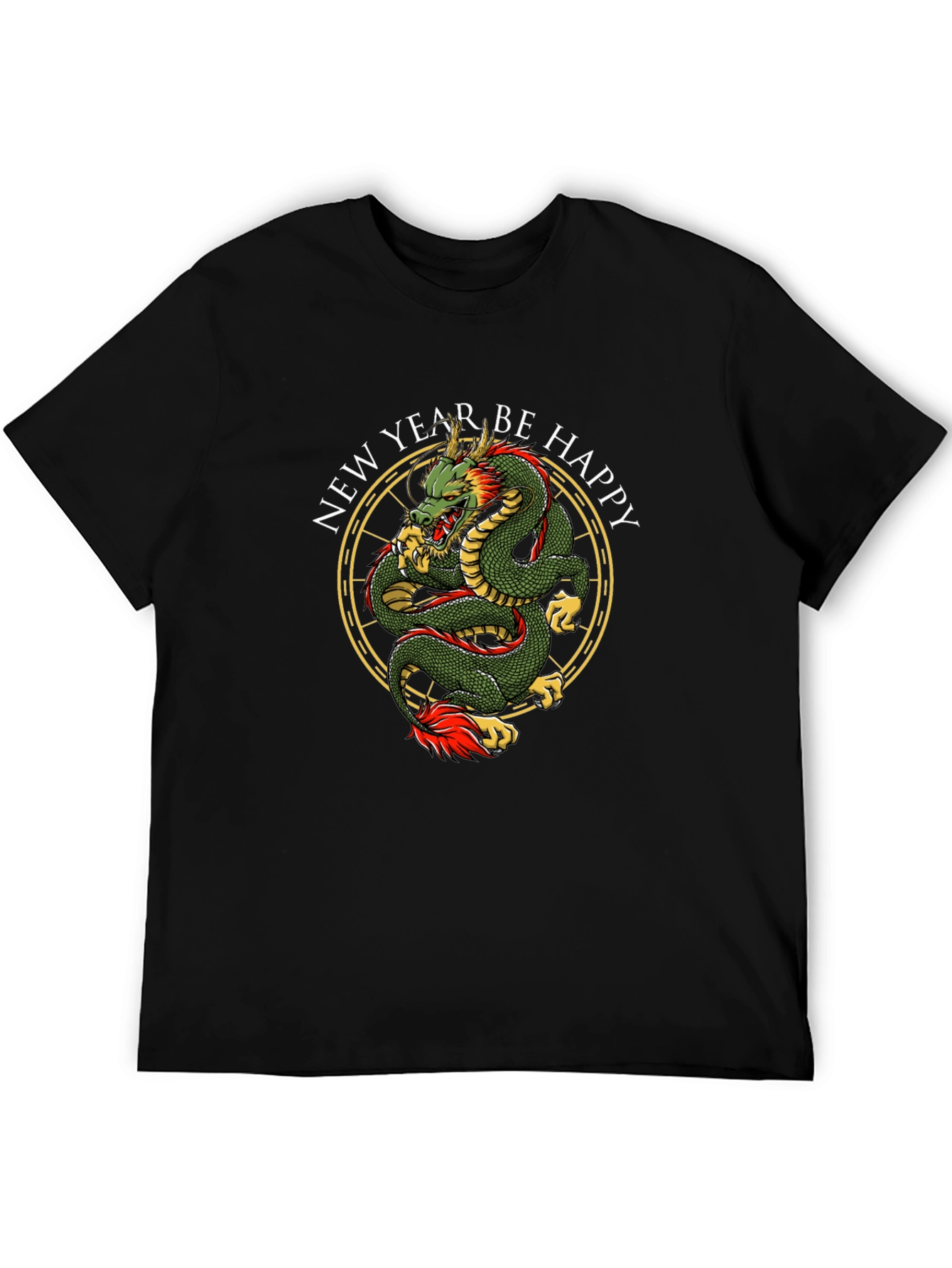 New Year Dragon Graphic Tee - Black