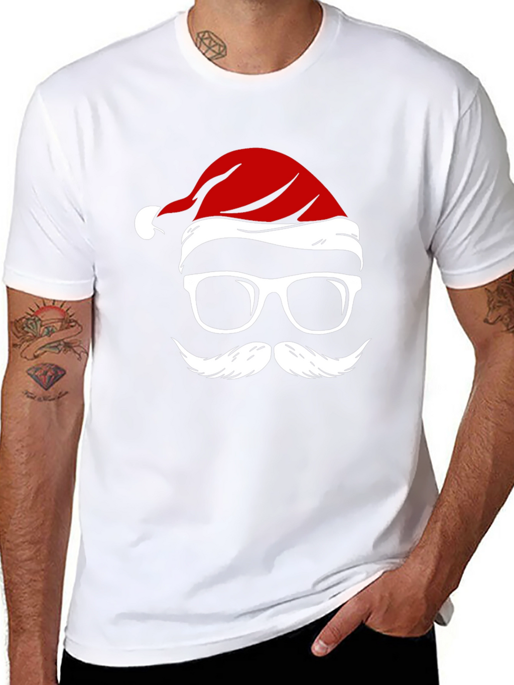 Festive Santa Graphic Tee - Holiday Cheer