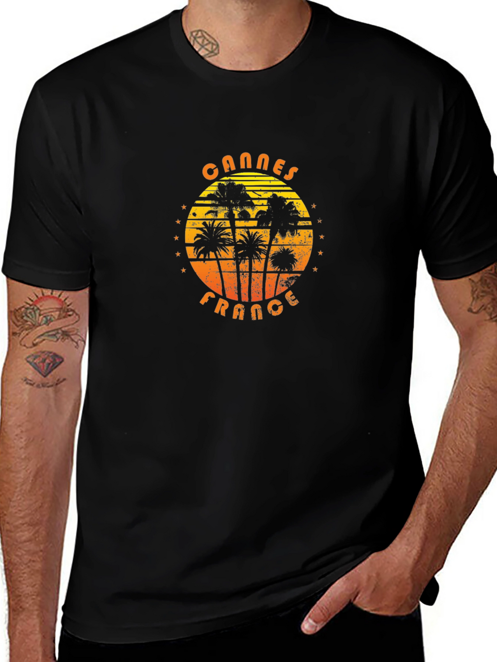 Cannes France Graphic T-Shirt - Palm Tree Design