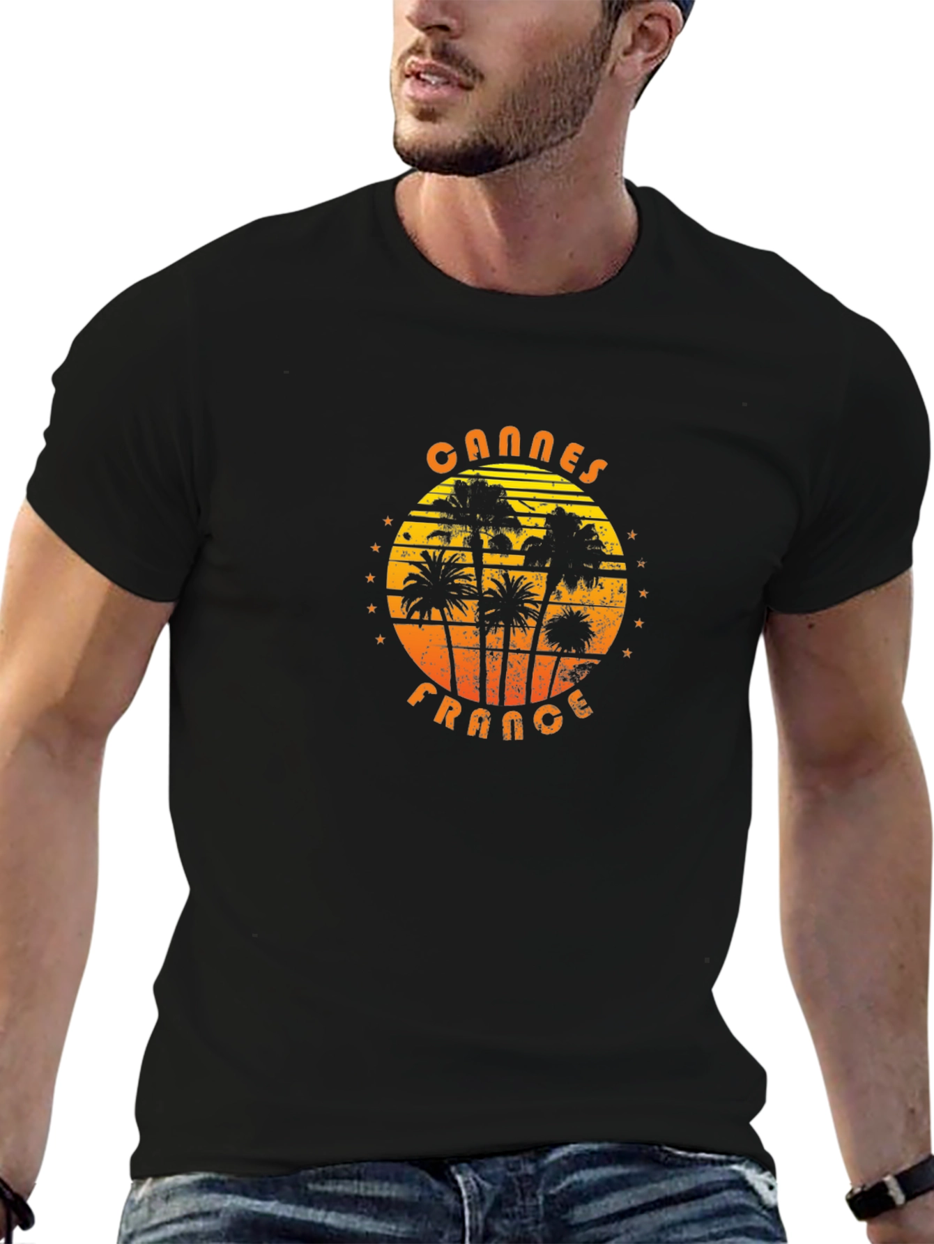 Cannes France Graphic T-Shirt - Palm Tree Design