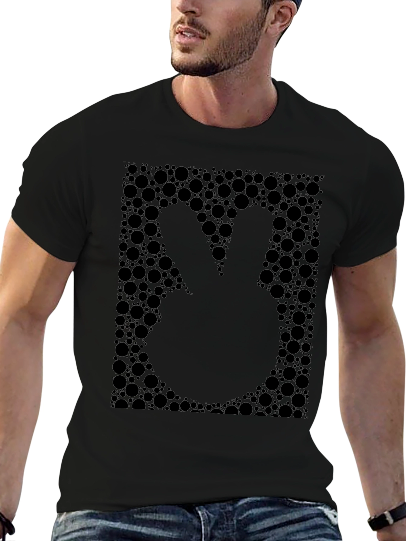 Black Peace Sign Bubble Graphic T-Shirt