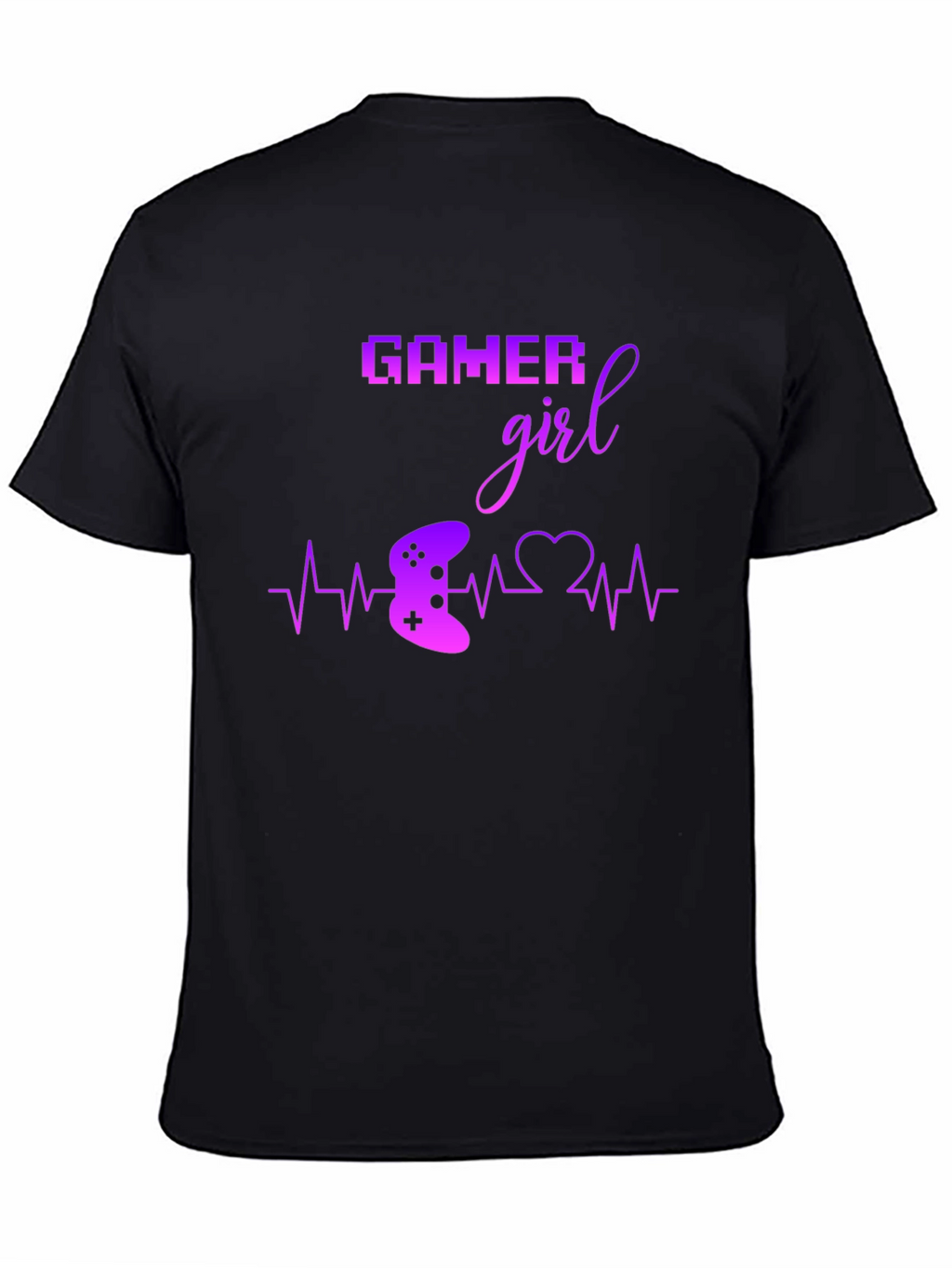 Gamer Girl Black T-Shirt - Gaming Heartbeat Tee