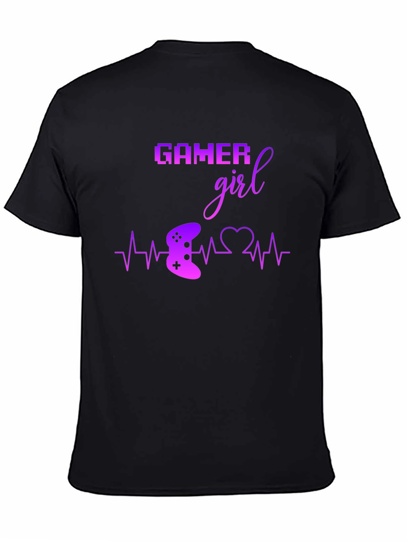 Gamer Girl Black T-Shirt - Gaming Heartbeat Tee