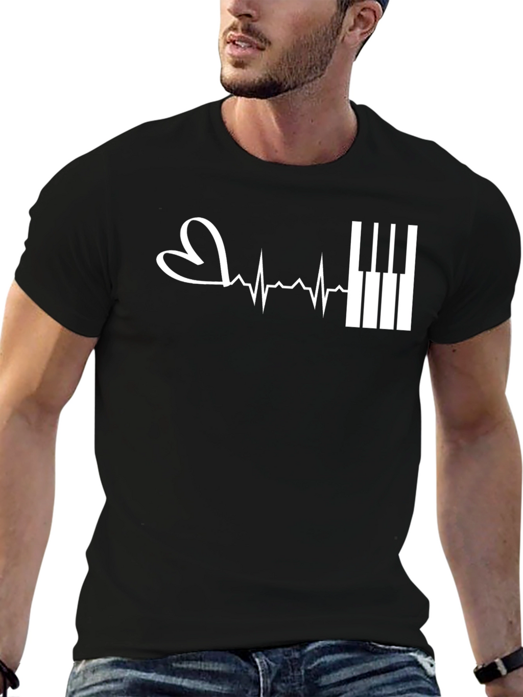 Piano Heartbeat T-Shirt - Music Lover Tee
