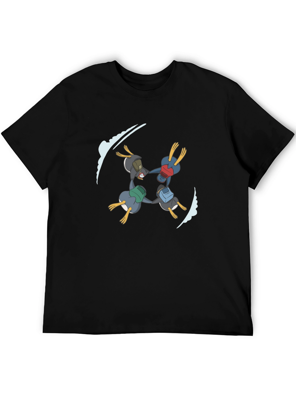 Penguin Skydive T-Shirt - Black Cotton Tee