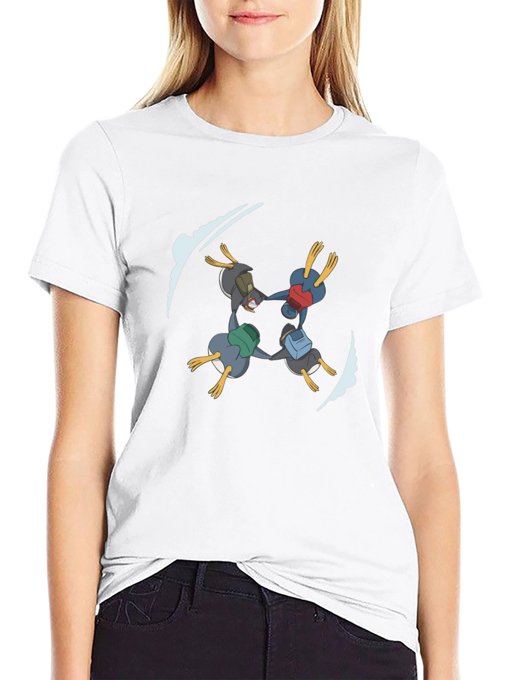 Penguin Skydive T-Shirt - Black Cotton Tee