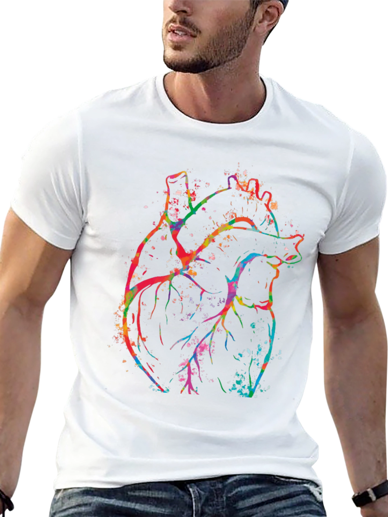 Vibrant Heart Graphic Black T-Shirt