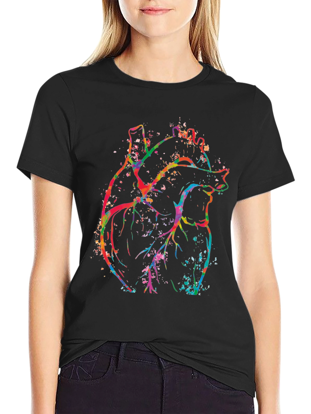 Vibrant Heart Graphic Black T-Shirt