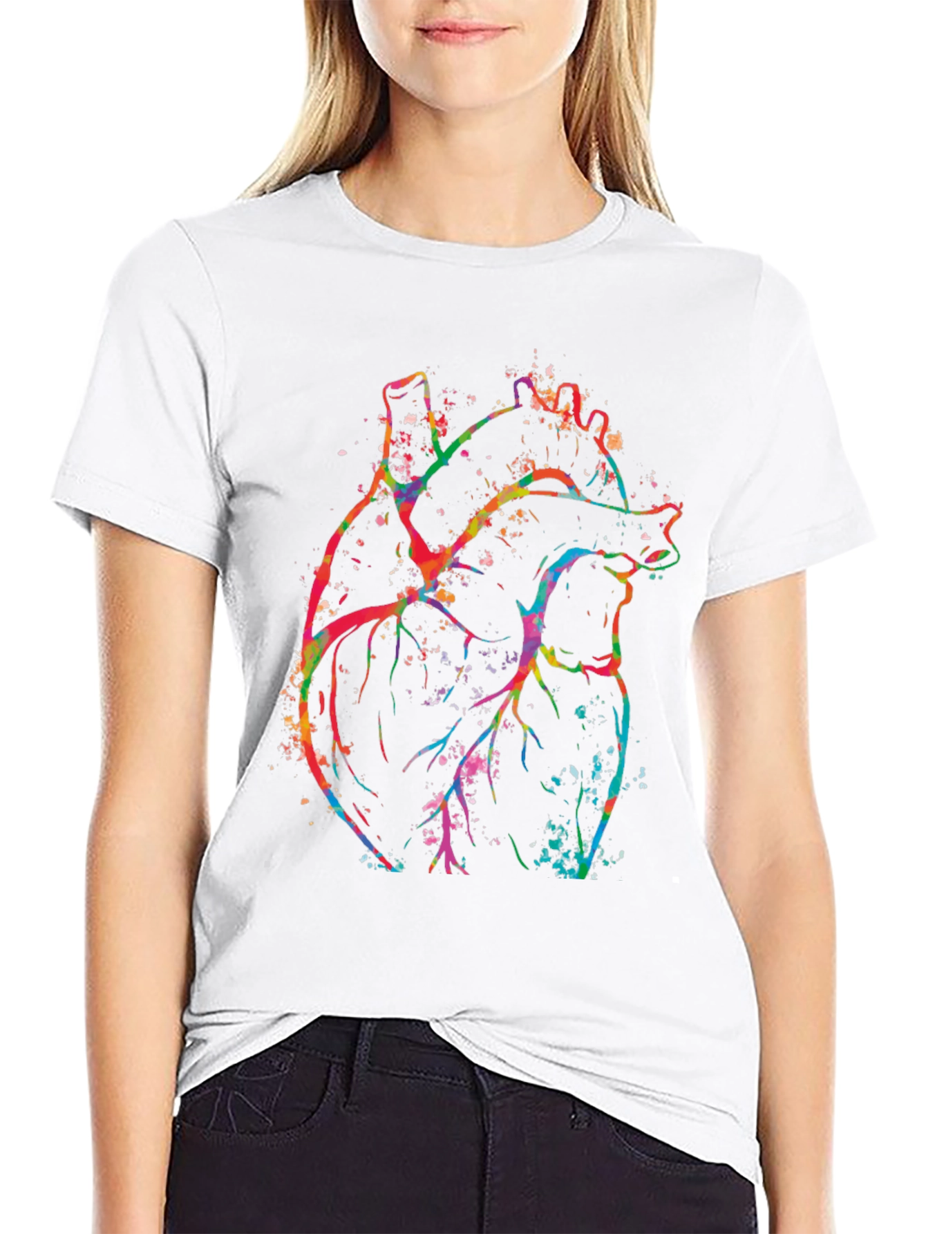 Vibrant Heart Graphic Black T-Shirt