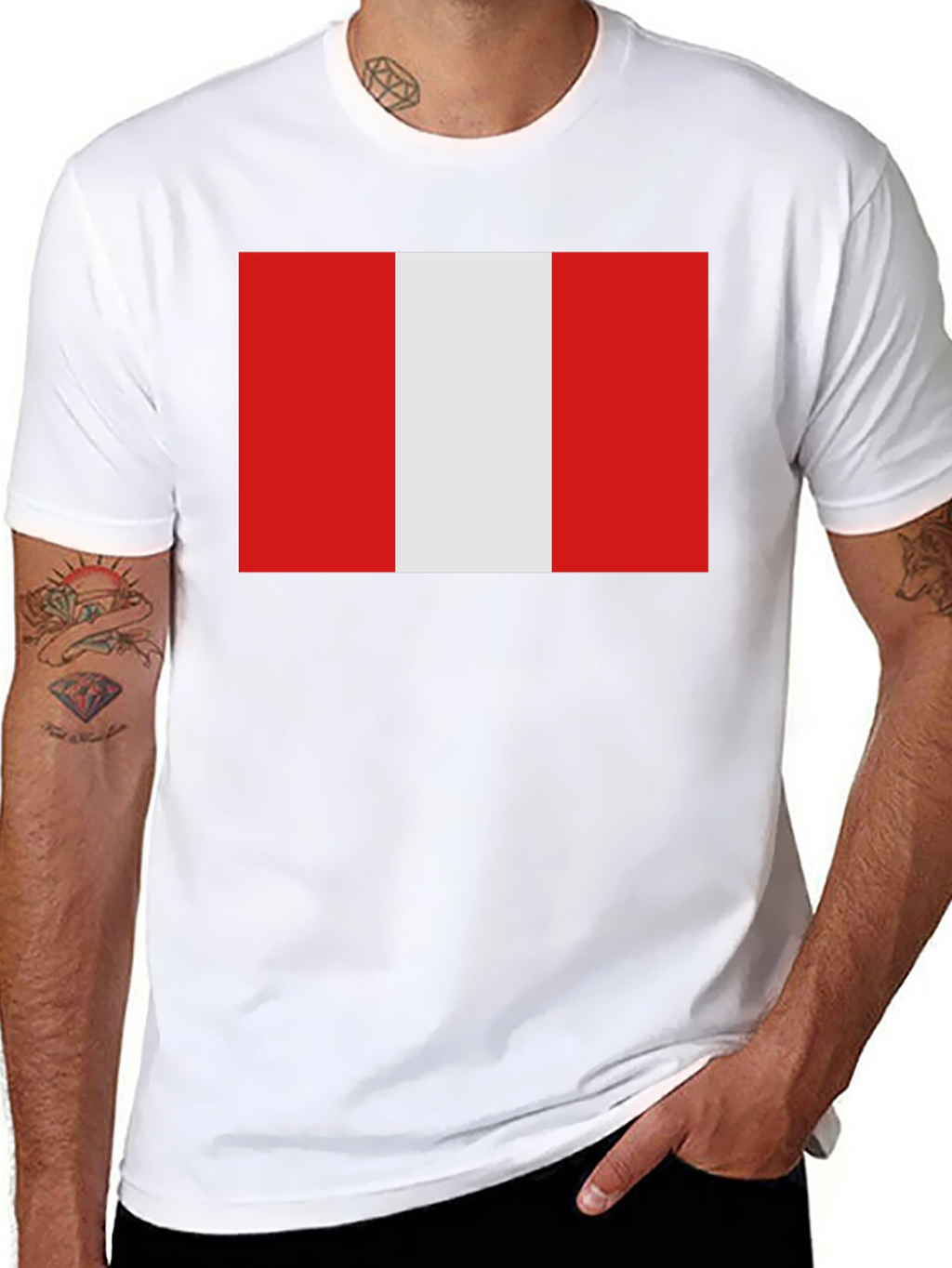 Peru Flag Graphic Tee - Black Cotton T-Shirt