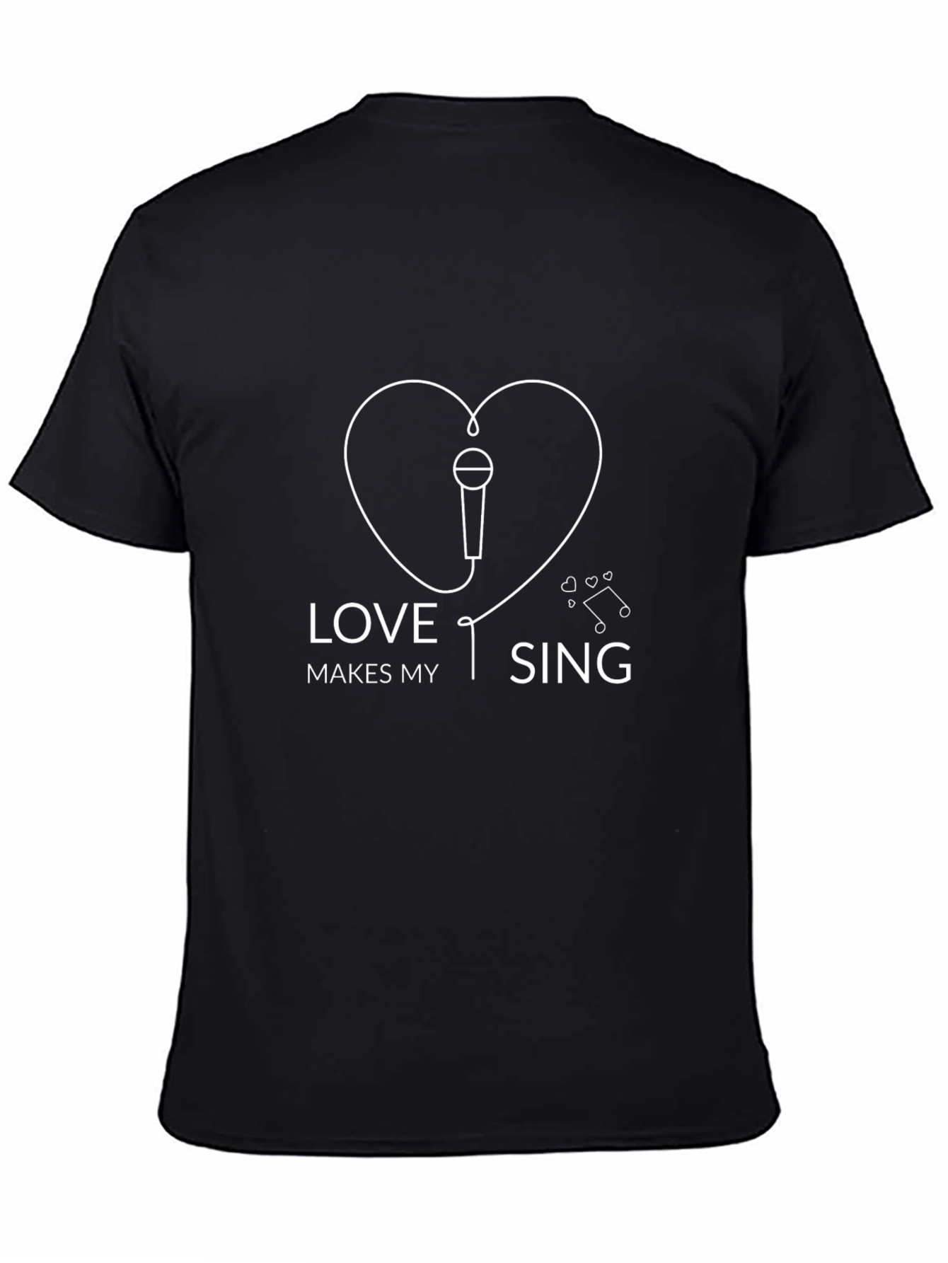 Love Makes My Sing Graphic Tee - Black Crewneck T-Shirt