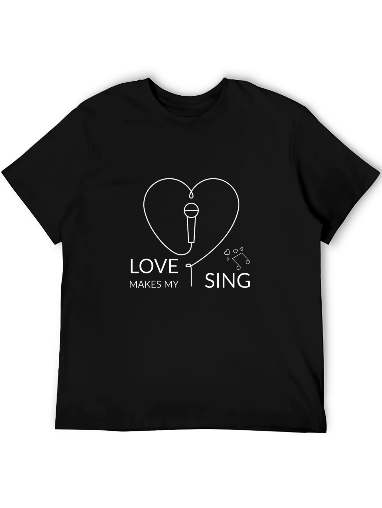 Love Makes My Sing Graphic Tee - Black Crewneck T-Shirt
