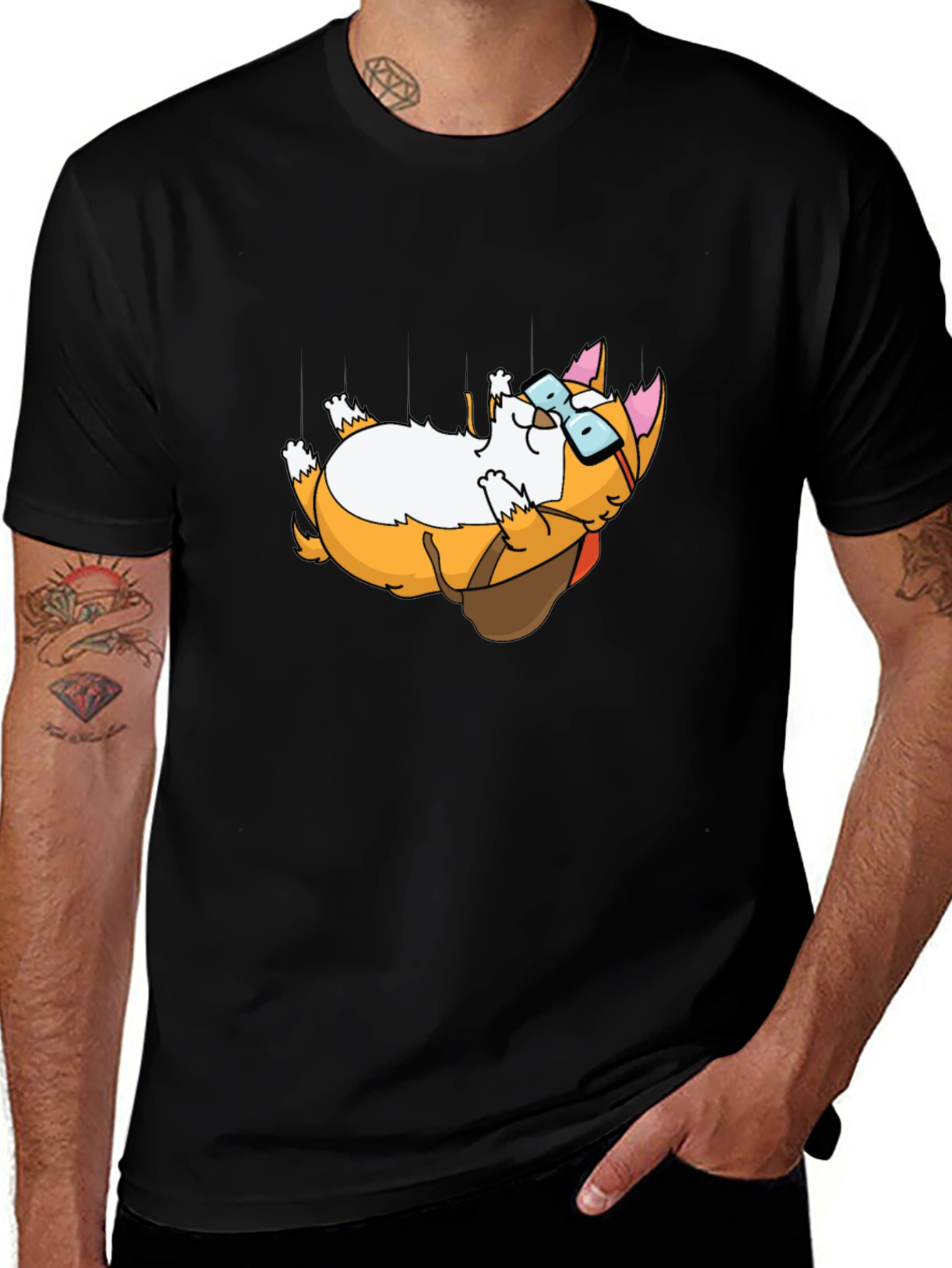 Corgi T-Shirt - Cute Dog with Glasses Design