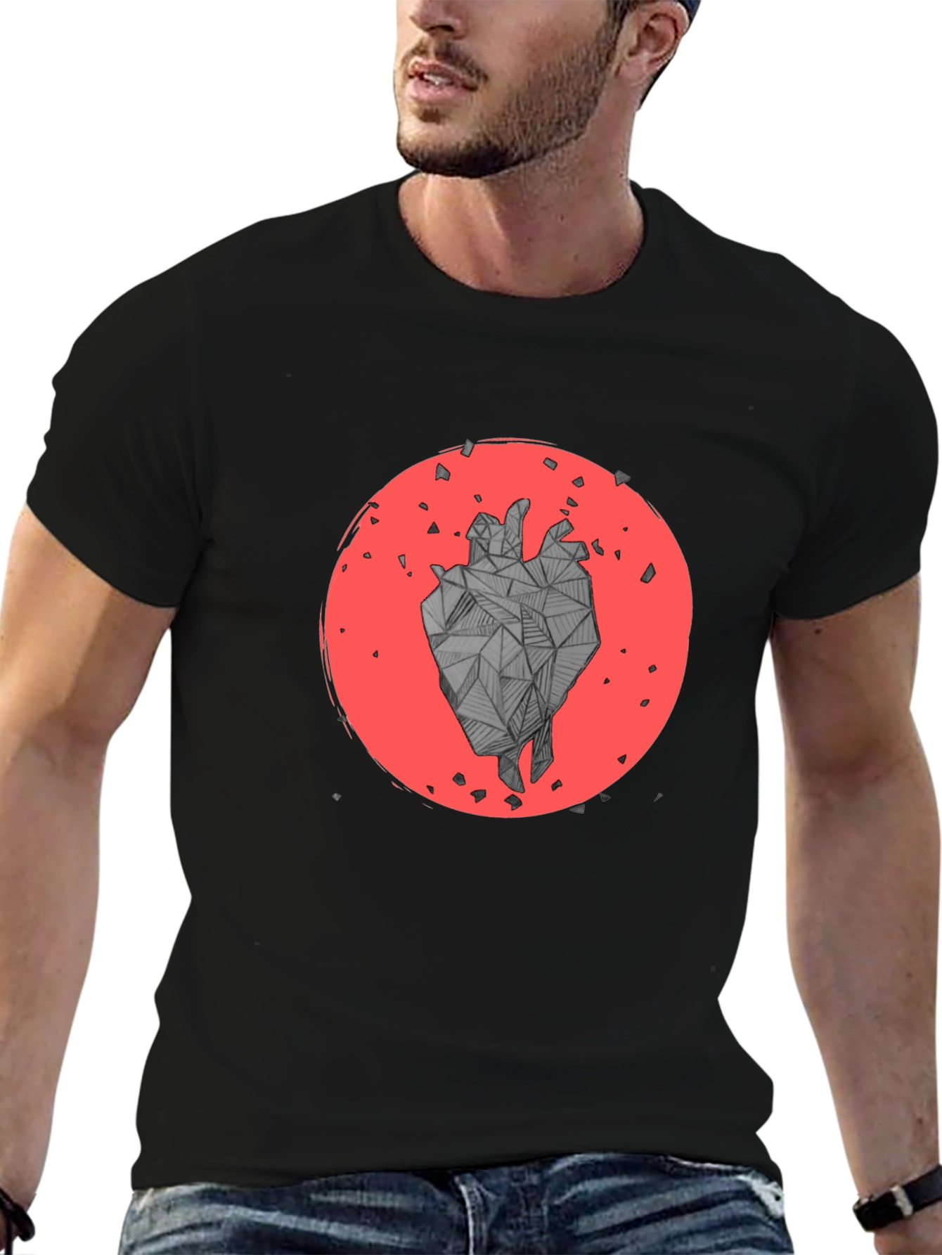 Geometric Heart Graphic T-Shirt