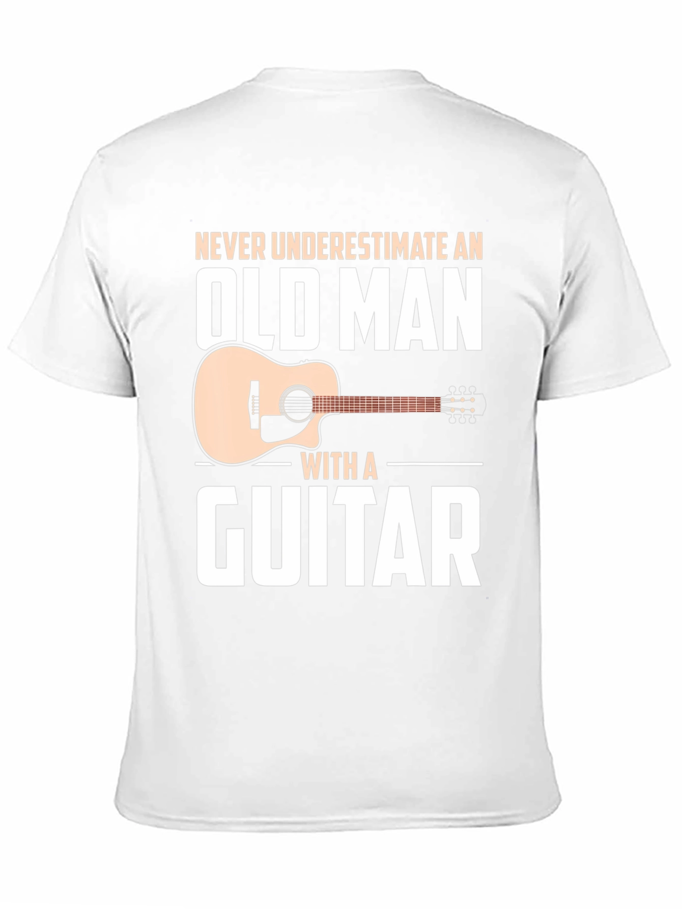 Never Underestimate Old Man Guitar Black T-Shirt