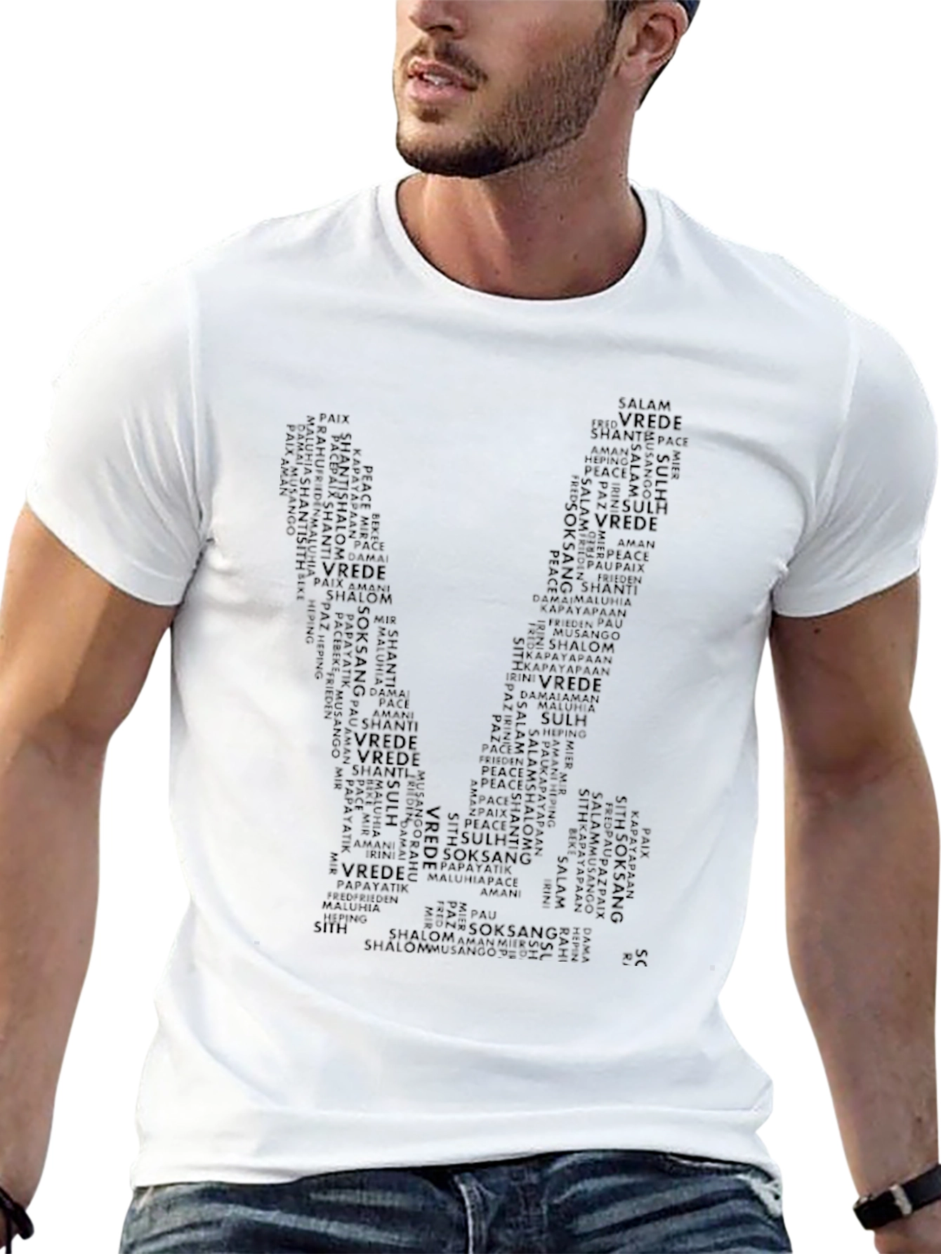 Peace Word Art T-Shirt - Black Graphic Tee