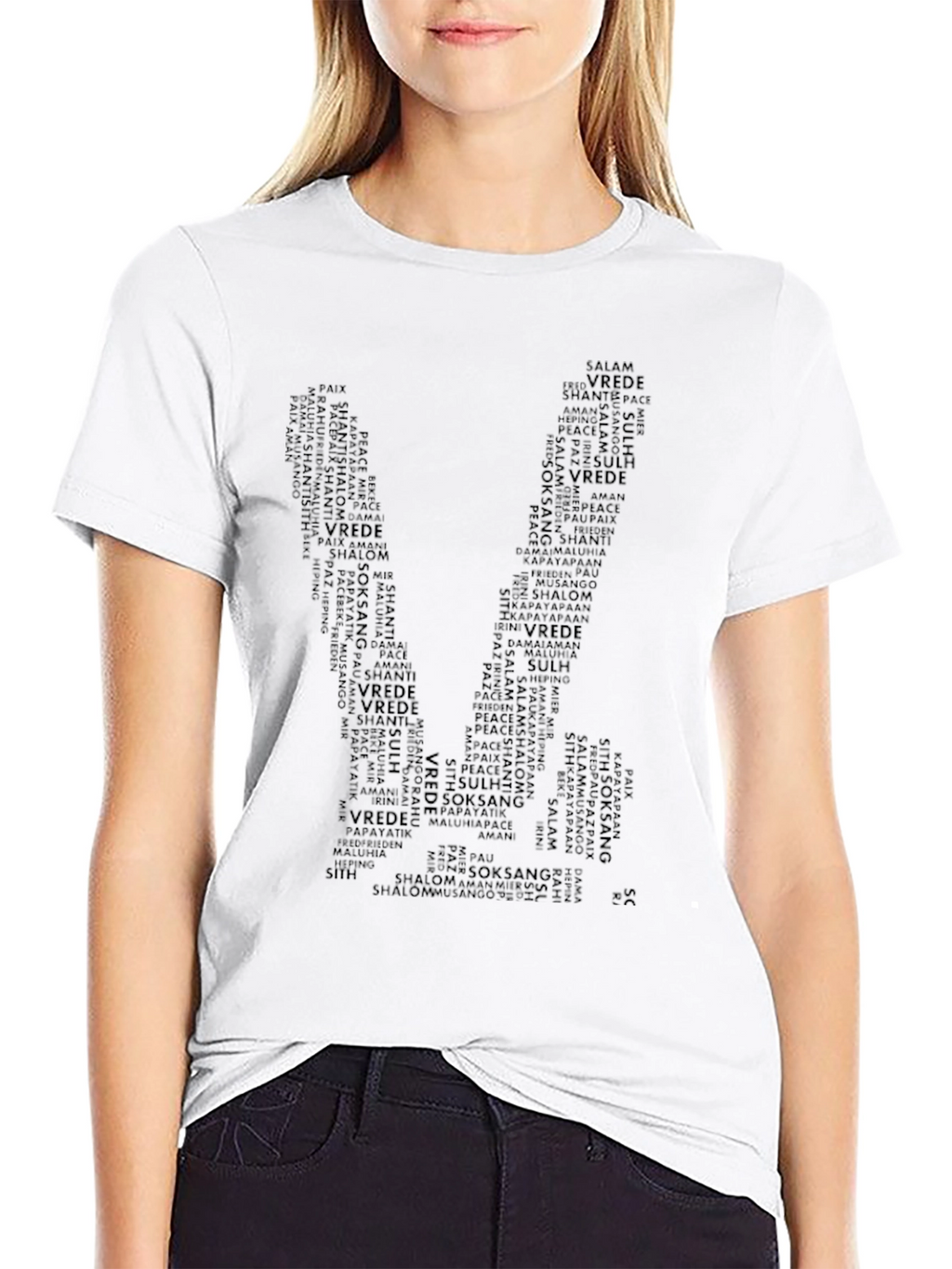 Peace Word Art T-Shirt - Black Graphic Tee