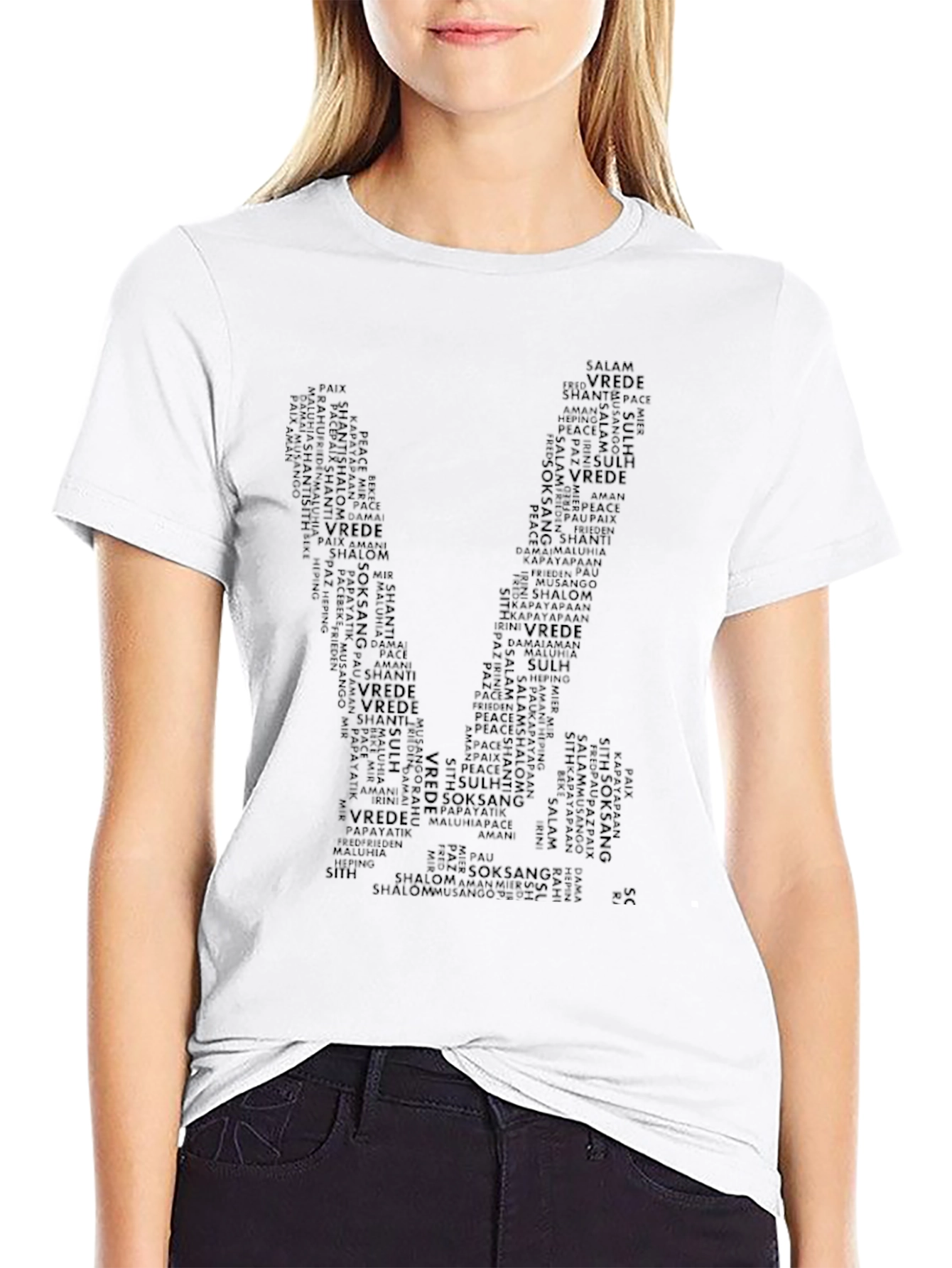 Peace Word Art T-Shirt - Black Graphic Tee