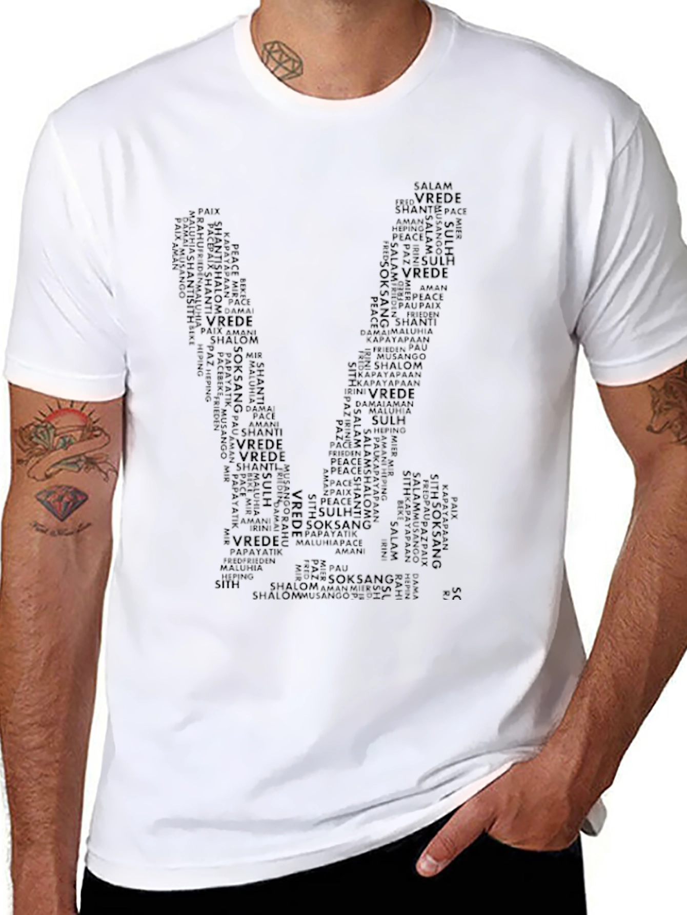 Peace Word Art T-Shirt - Black Graphic Tee