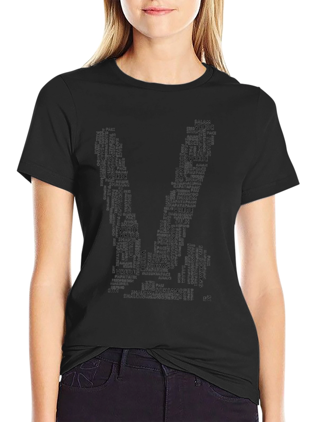 Peace Word Art T-Shirt - Black Graphic Tee