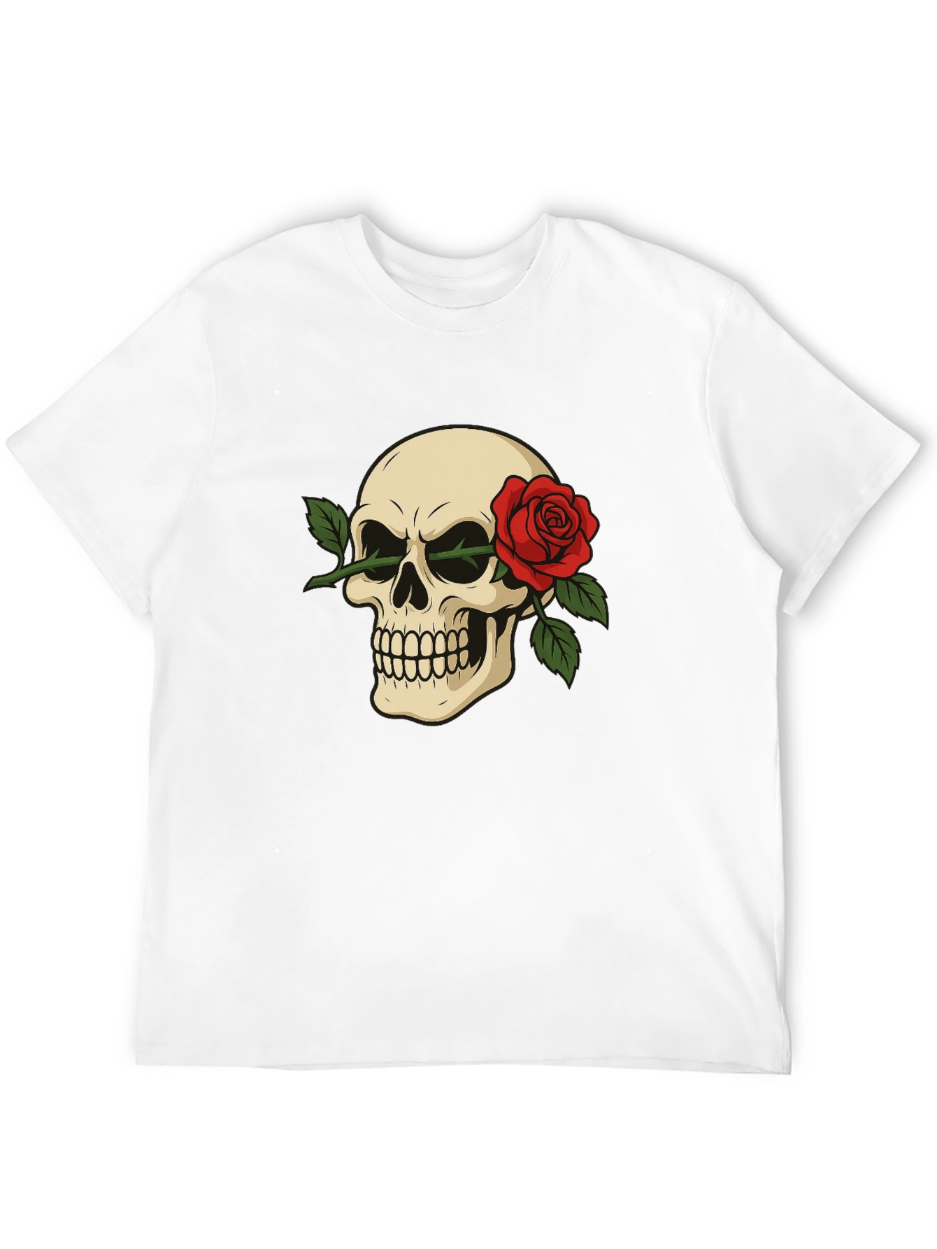 Skull & Rose Graphic Tee - Edgy Style